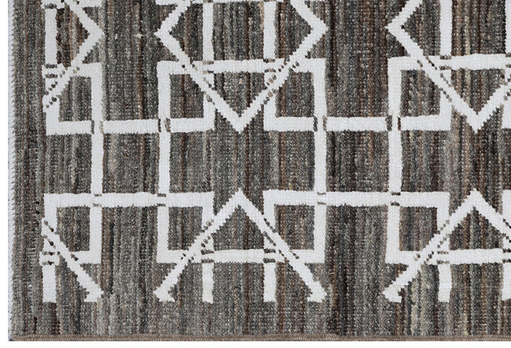 8'x10' Wool Modern Rug | Geometric | Grey & Stark White | Modern Rug