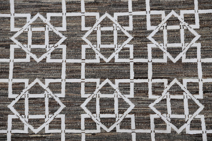8'x10' Wool Modern Rug | Geometric | Grey & Stark White | Modern Rug