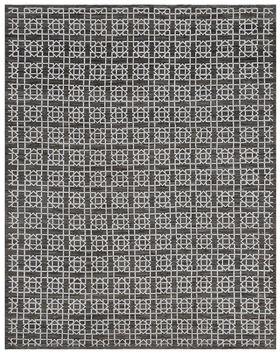 8'x10' Wool Modern Rug | Geometric | Grey & Stark White | Modern Rug
