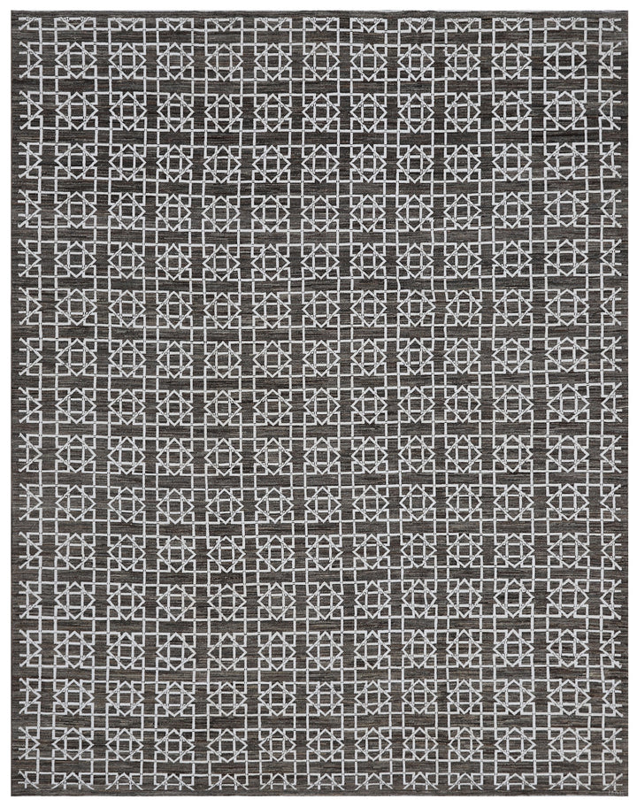 8'x10' Wool Modern Rug | Geometric | Grey & Stark White | Modern Rug