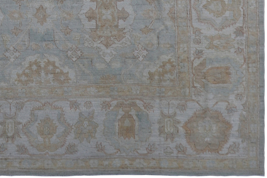 8'x10' Wool Rug | Agra Design | Blue Cream Area Rug
