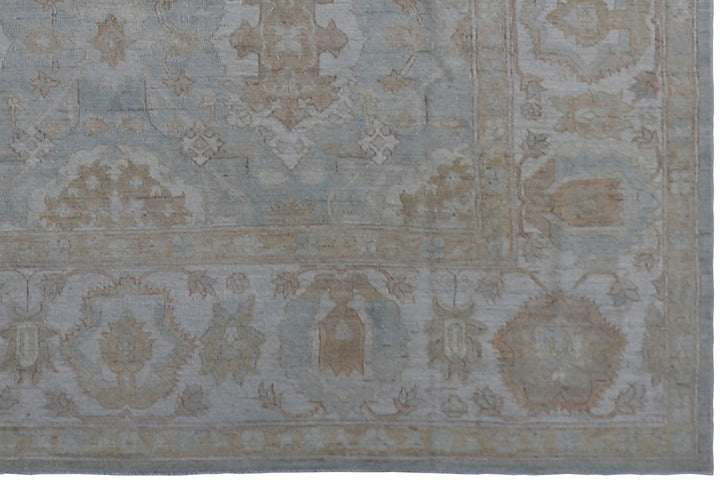 8'x10' Wool Rug | Agra Design | Blue Cream Area Rug
