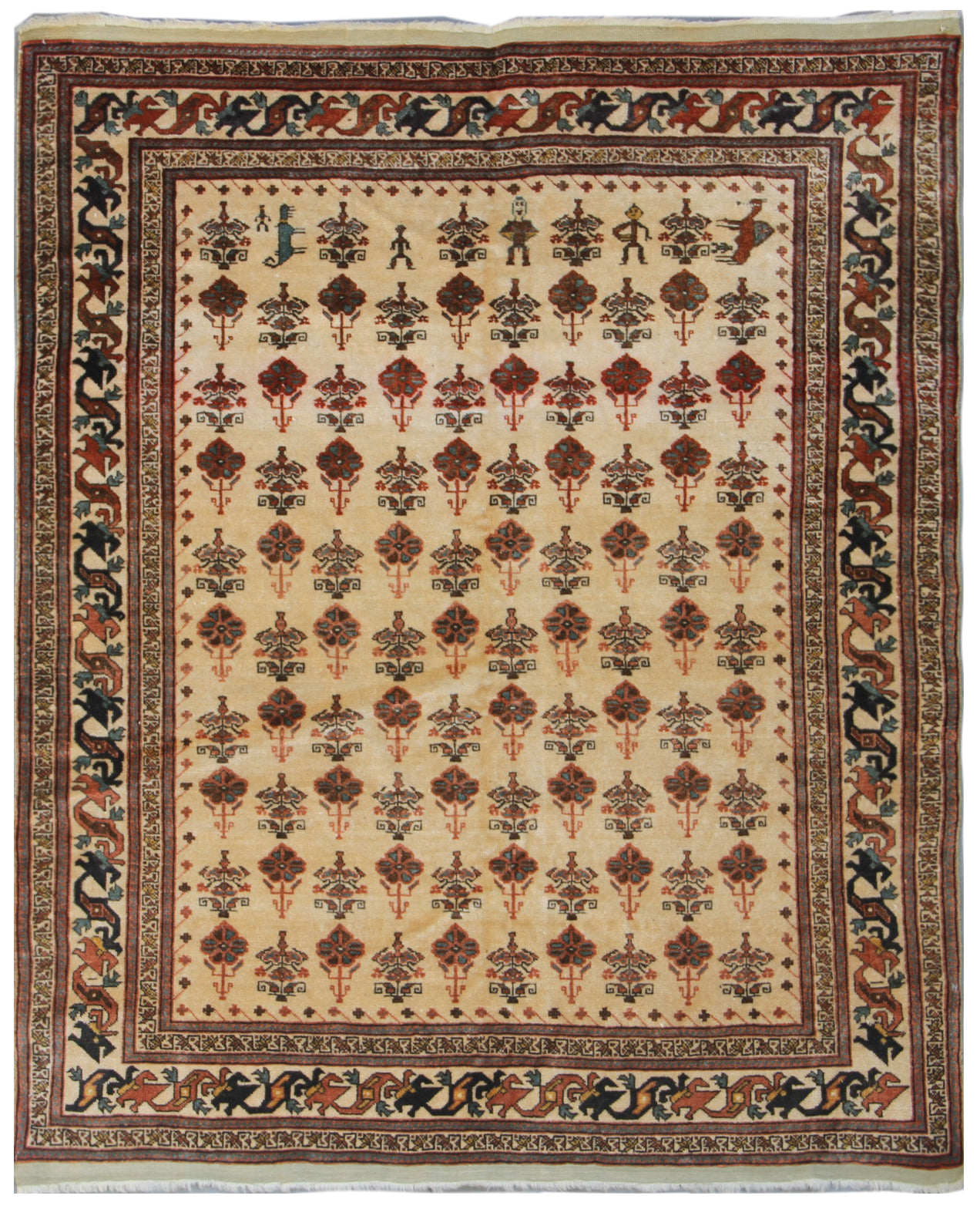 4x5 Unusual 100% Wool Very Fine Qutchan Rug