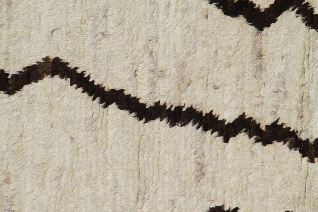9'x11' Ariana Moroccan Style| Cream Dark Brown| Barchi Shag Rug