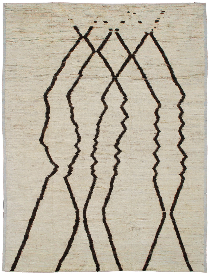 9'x11' Ariana Moroccan Style| Cream Dark Brown| Barchi Shag Rug