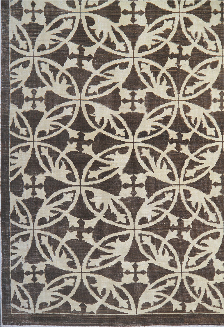 9'x12' Afghan Hand-Knotted Modern Geometric Rug | Organic Wool Rug
