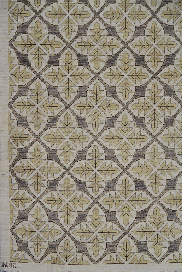 9'x12' Afghan Hand-Knotted Rug | Organic Wool, Earth Tones, Geometric Design