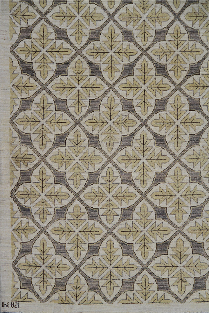 9'x12' Afghan Hand-Knotted Rug | Organic Wool, Earth Tones, Geometric Design