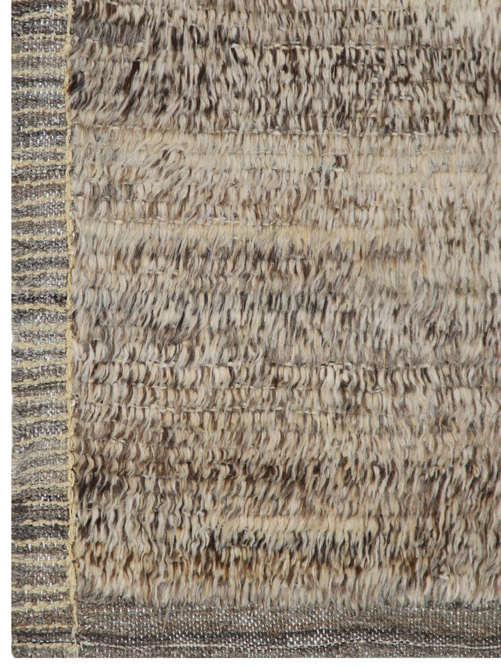 9'x12' Ariana Moroccan Shaggy Style| Solid Brown Plain| Barchi Wool Area Rug