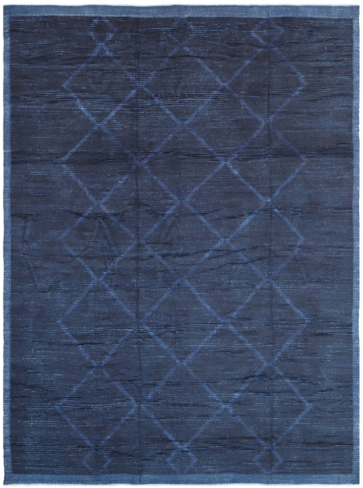 9'x12' Moroccan Style| Navy Blue | Hand-knotted Barchi Rug