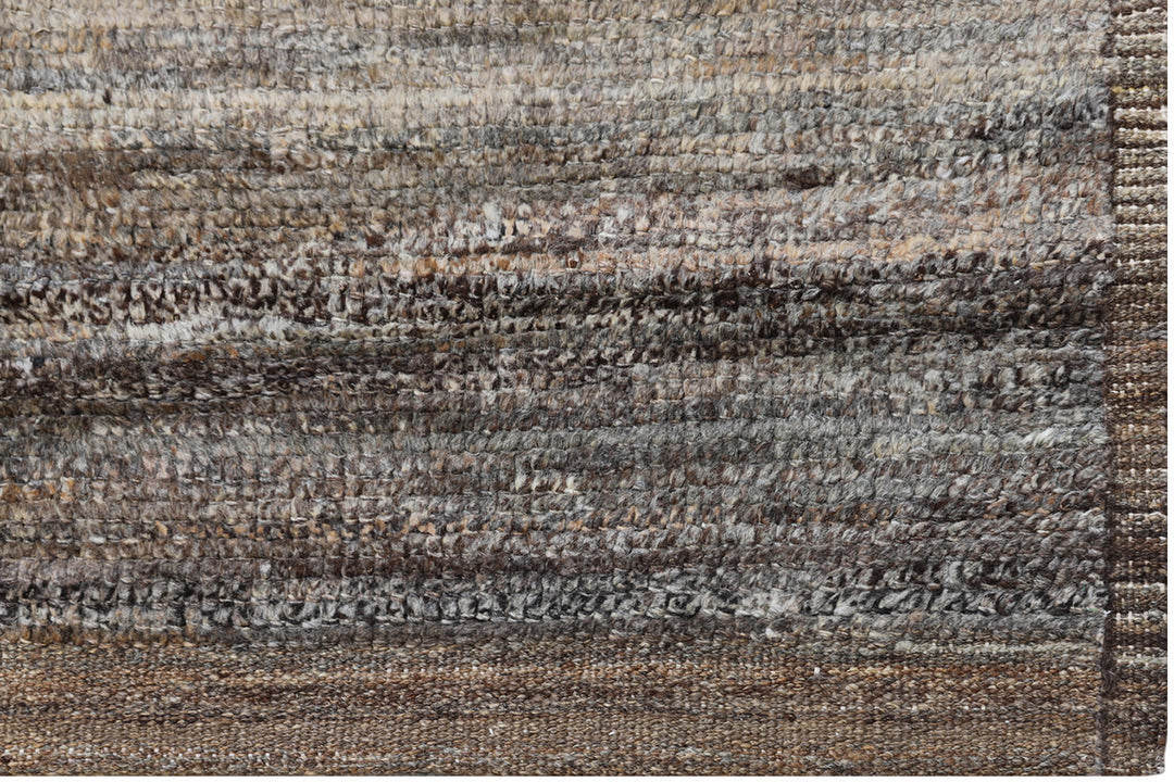9'x12' Solid Moroccan Style| Dark Brown Dark Grey Barchi Hand-knotted Rug