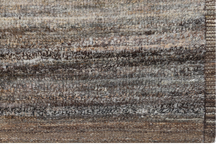 9'x12' Solid Moroccan Style| Dark Brown Dark Grey Barchi Hand-knotted Rug