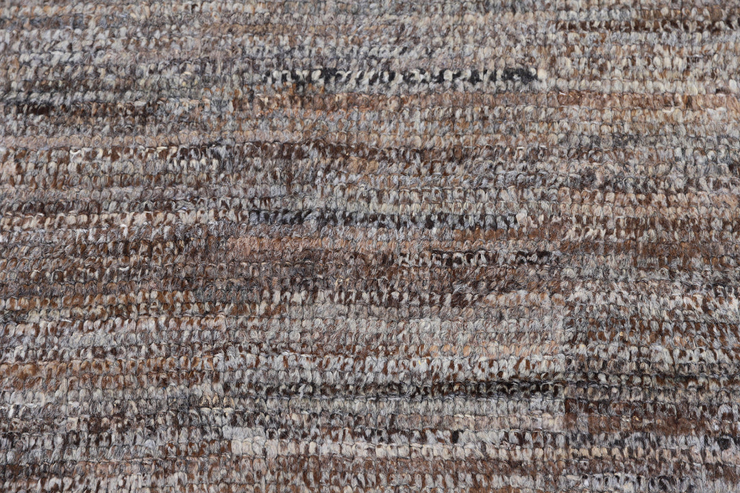 9'x12' Solid Moroccan Style| Dark Brown Dark Grey Barchi Hand-knotted Rug