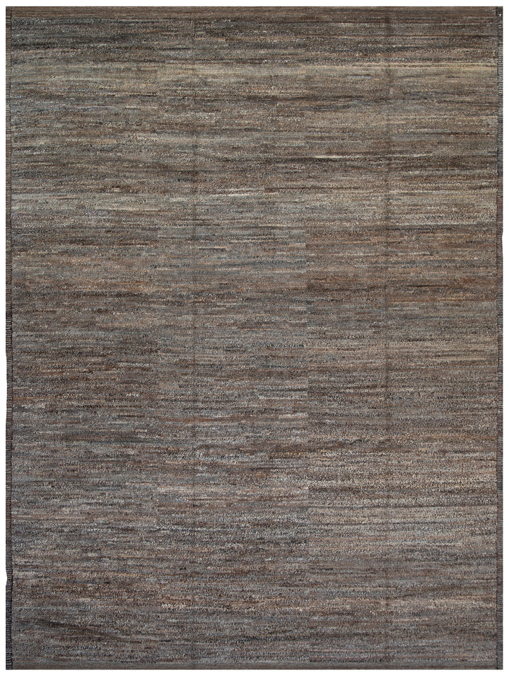 9'x12' Solid Moroccan Style| Dark Brown Dark Grey Barchi Hand-knotted Rug