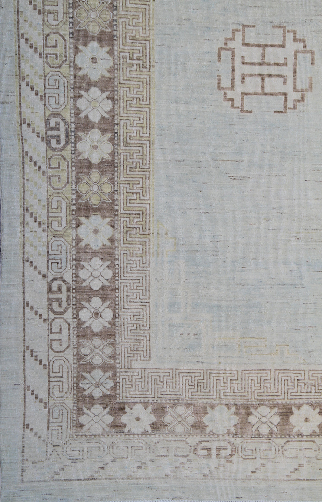 9'x12' Hand-Knotted Khotan Rug | Organic Wool, Geometric Medallion Design