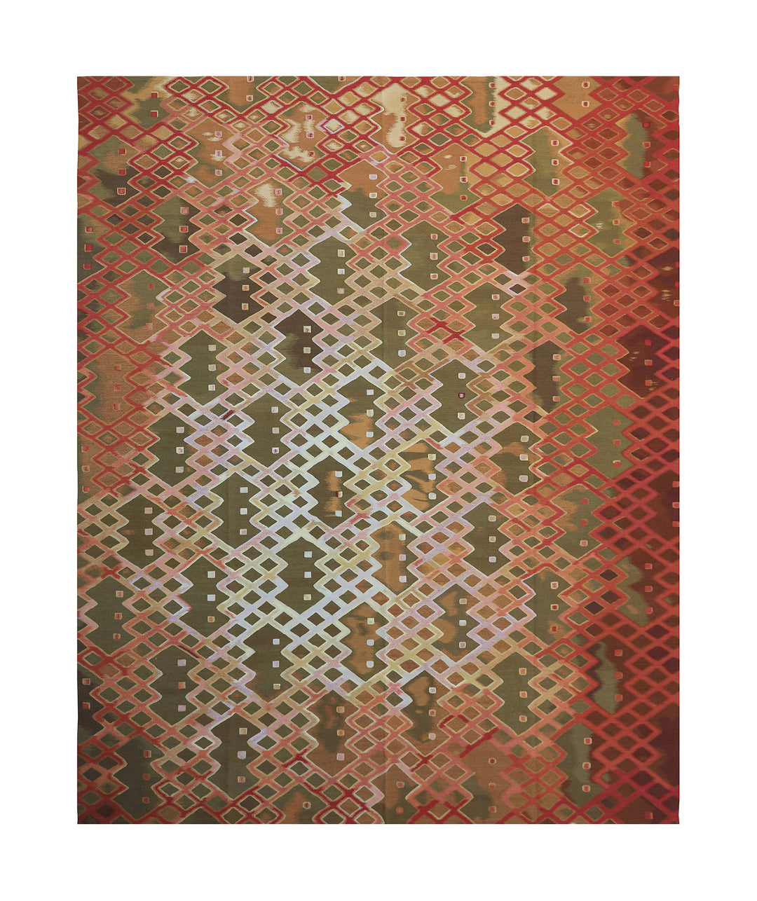 9'x12' Modern Geometric Kilim Rug | Handwoven | Earth Tones