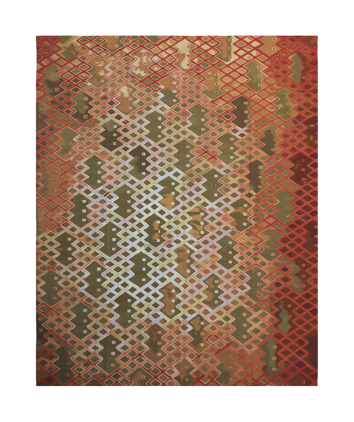 9'x12' Modern Geometric Kilim Rug | Handwoven | Earth Tones