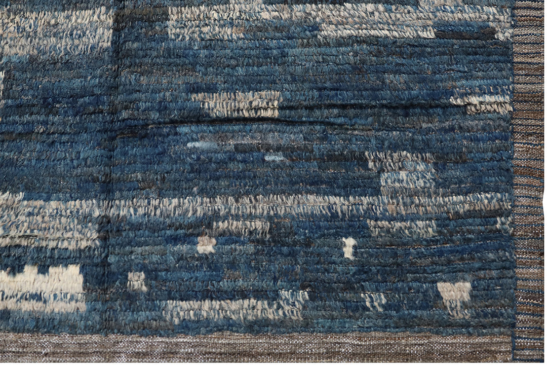 9'x12' Navy Blue and Ivory| Moroccan Style| Barchi Wool Rug