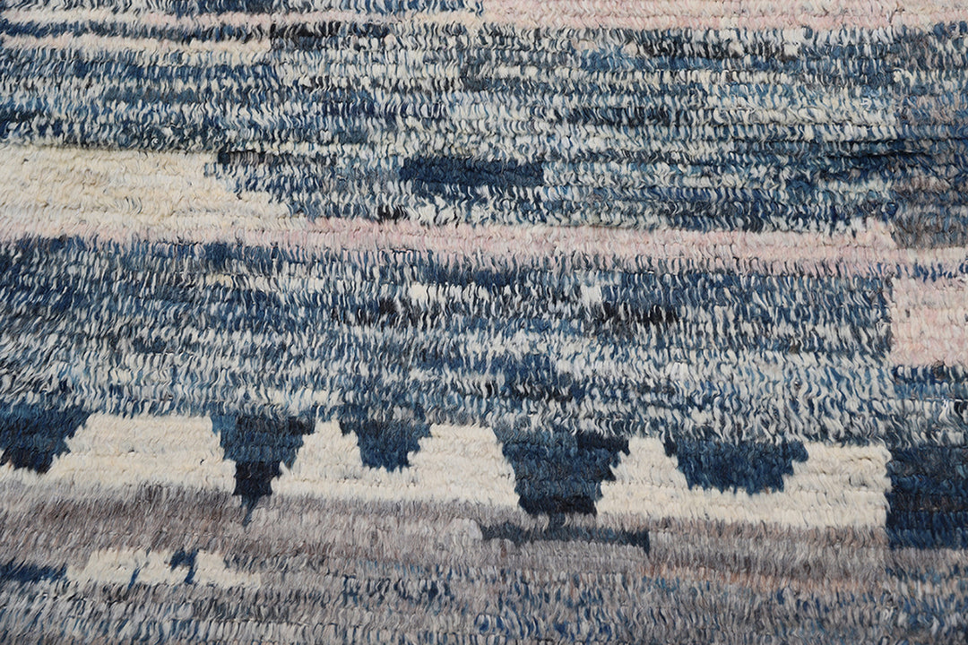 9'x12' Navy Blue and Ivory| Moroccan Style| Barchi Wool Rug