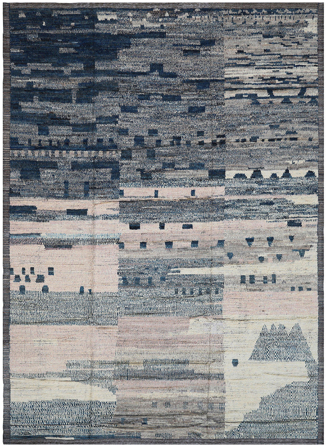 9'x12' Navy Blue and Ivory| Moroccan Style| Barchi Wool Rug