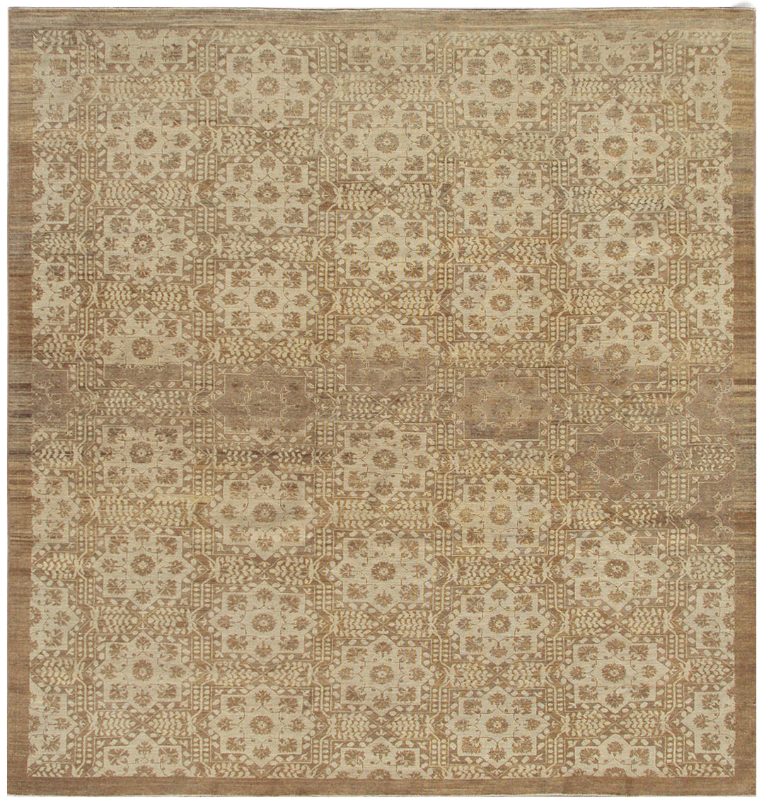 9'x8' Hand-Knotted Geometric Rug | Earth Tones| Organic Wool
