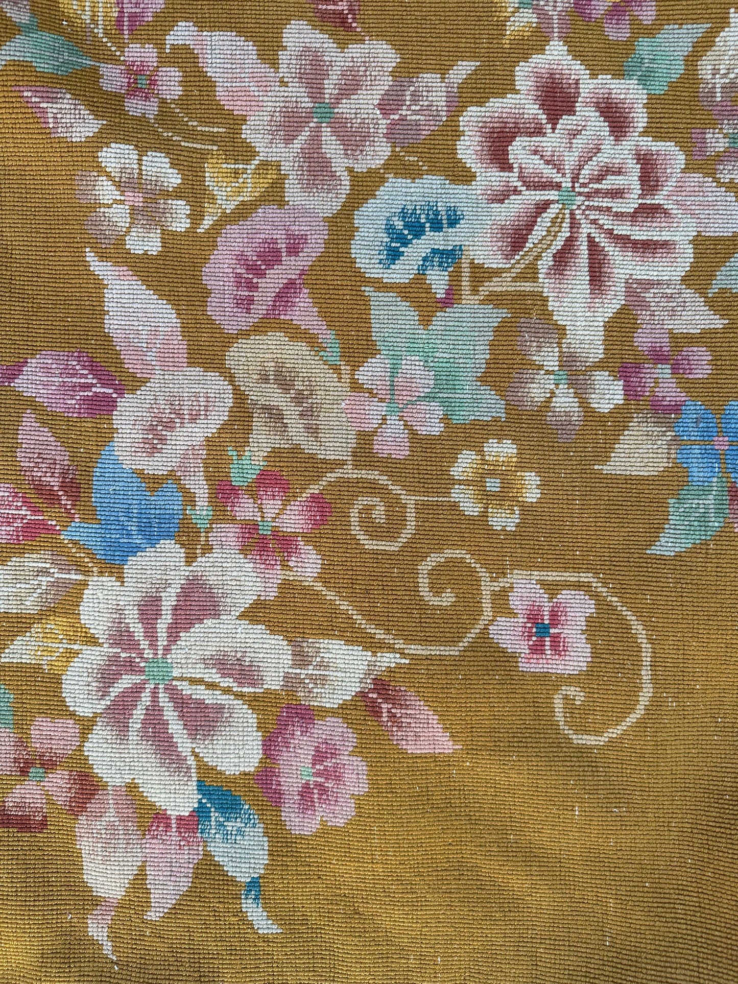 9x12 Golden Yellow Floral Vintage Chinese Art Deco Area Rug