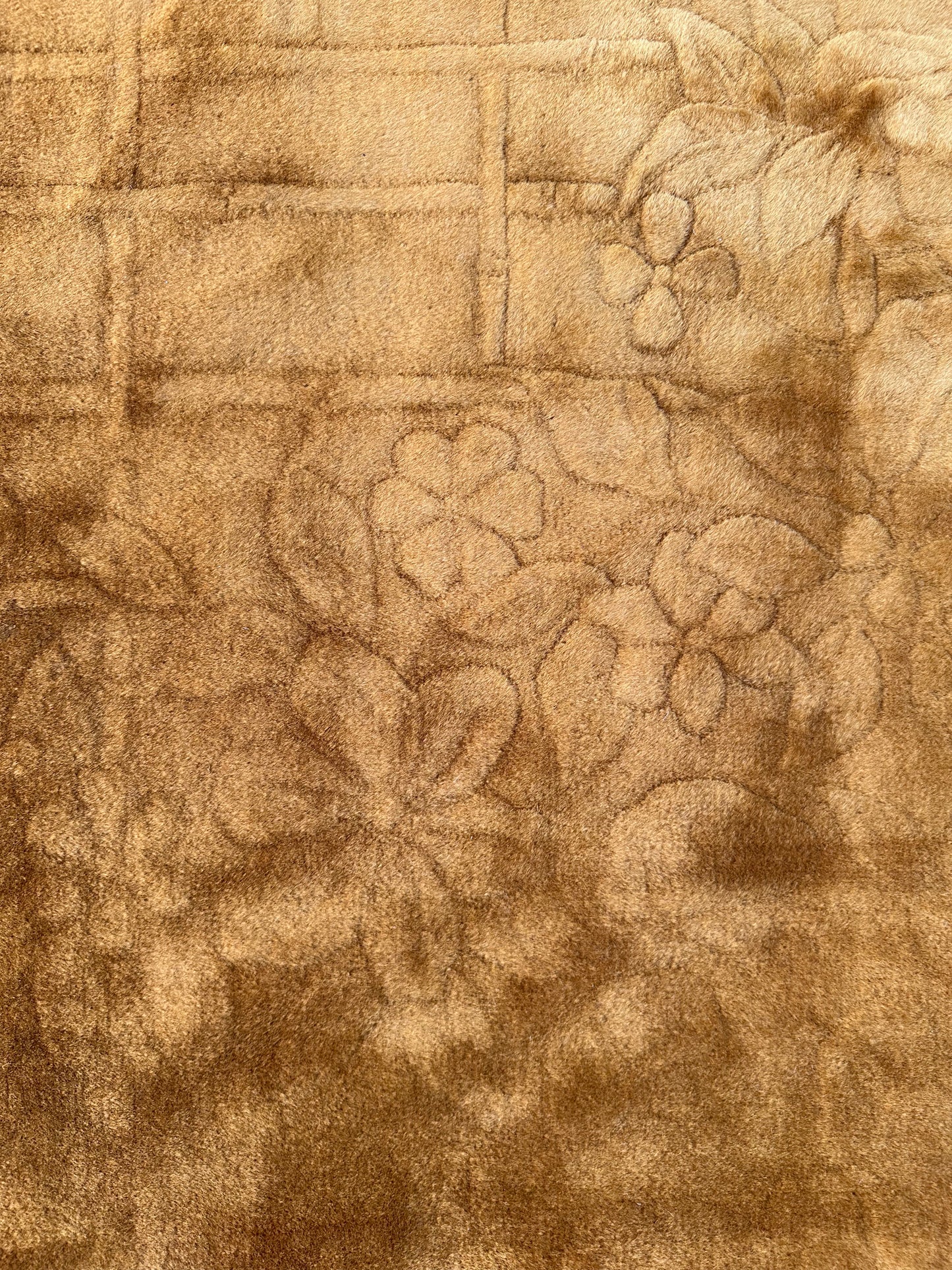 9x12 Golden Yellow Floral Vintage Chinese Art Deco Area Rug