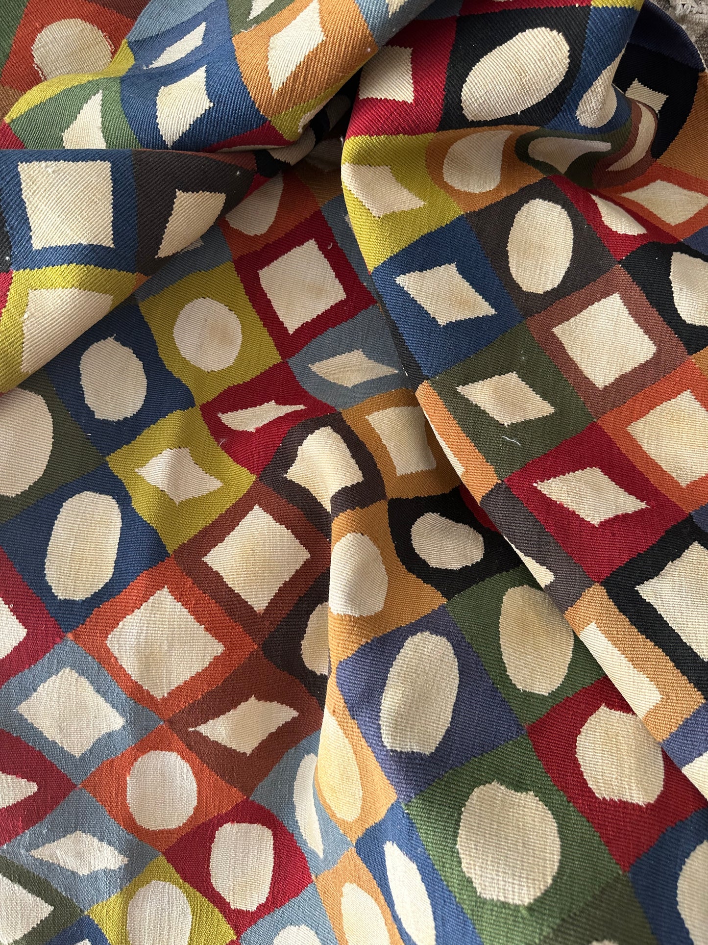 5'x5' Hand Woven Modern Wool and Silk Tapestry