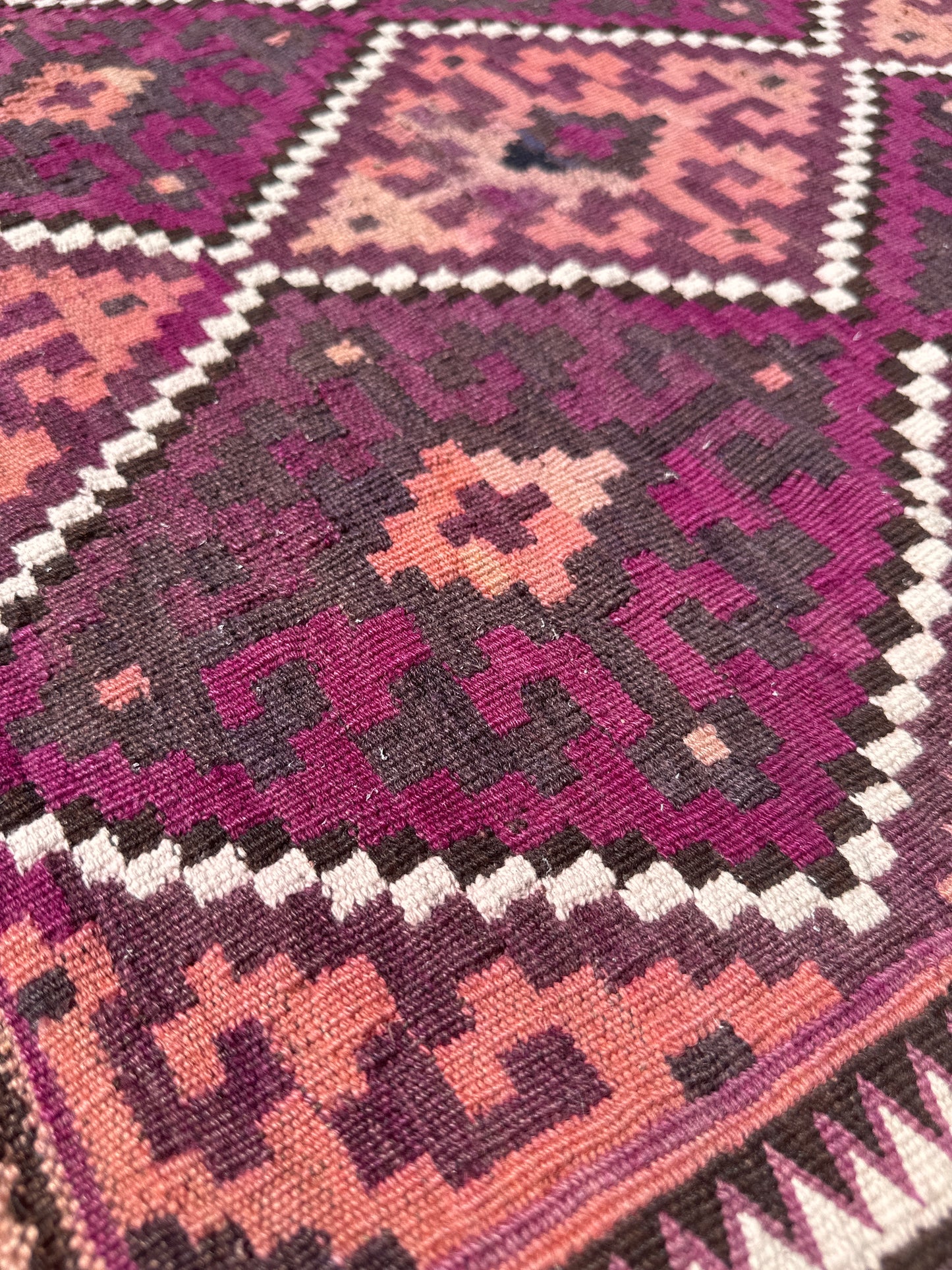 3’x5’ Magenta Tribal Uzbek Afghan Kilim