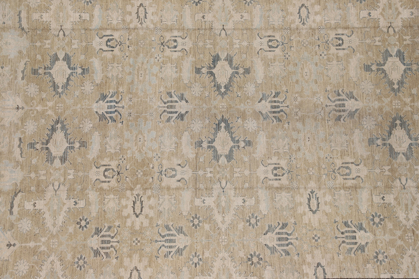 14'x17' Ariana Hazara Geometric Earth Tone with Blue and Ivory Color Rug