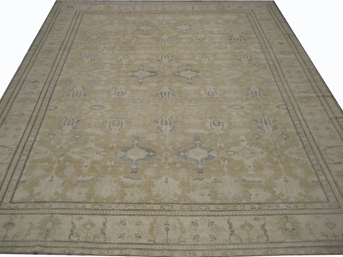 14'x17' Ariana Hazara Geometric Earth Tone with Blue and Ivory Color Rug