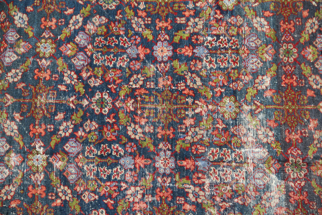 Antique Persian Mahal Rug | Blue Overall Pattern Wool Rug