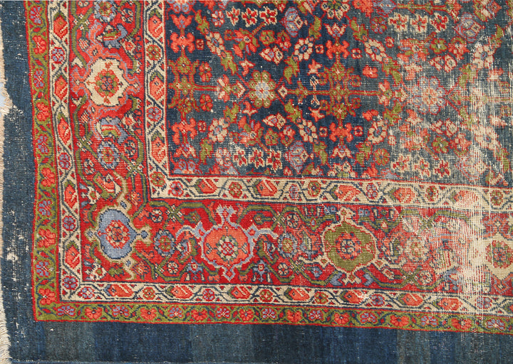 Antique Persian Mahal Rug | Blue Overall Pattern Wool Rug