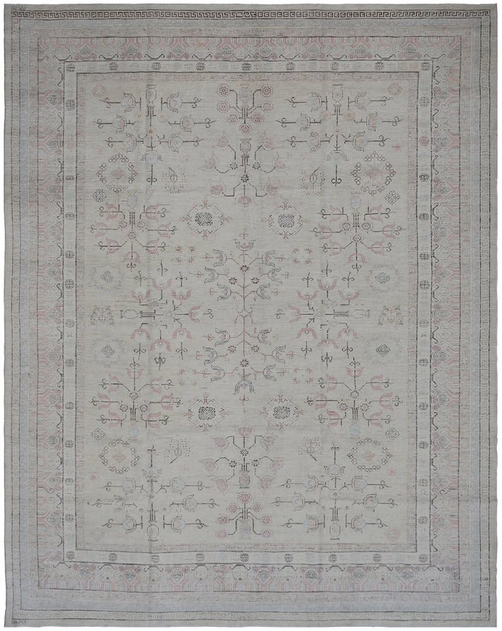 10'x13' Ariana Soft Green Pink Ivory Samarkand Rug Collection