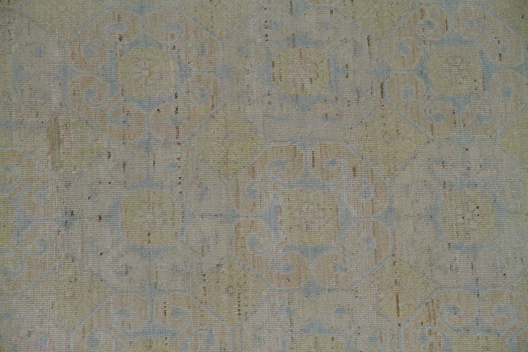 10'x14' Soft Color Wool Rug | Ivory & Blue Geometric Area Rug