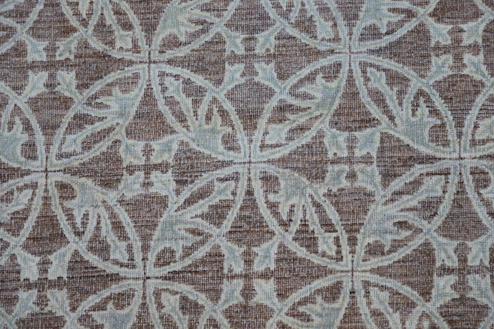 10'x14' Wool Area Rug | Ariana Modern | Brown Aqua Rug