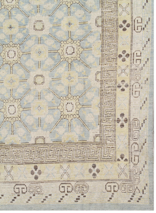 10'x8' Hand-Knotted Afghan Rug | Soft Blue & Earth Tones | Samarkand