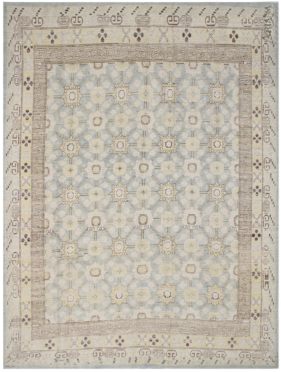 10'x8' Hand-Knotted Afghan Rug | Soft Blue & Earth Tones | Samarkand