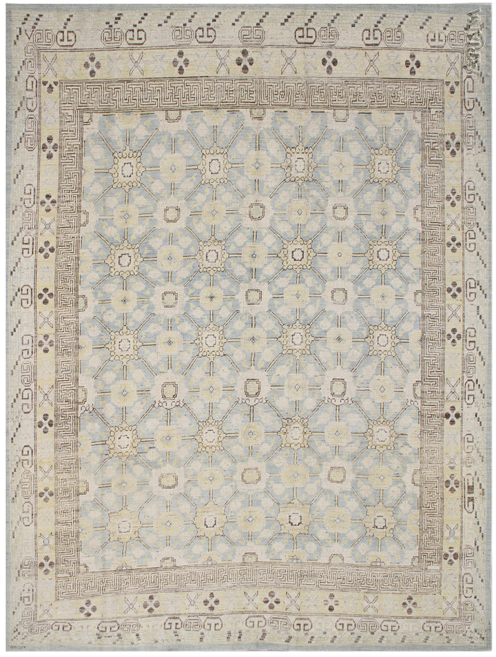 10'x8' Hand-Knotted Afghan Rug | Soft Blue & Earth Tones | Samarkand