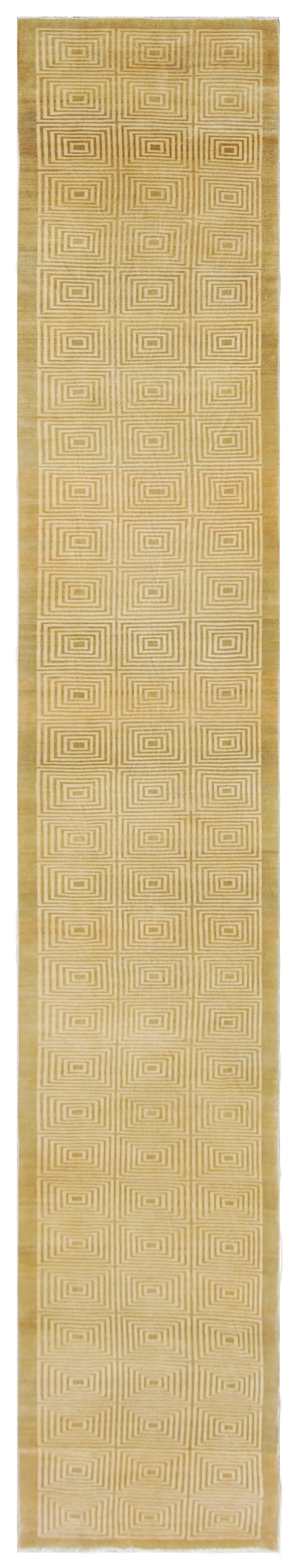 3x23 Gold And White Contemporary Geometric Design Ariana Modern Collection Rug