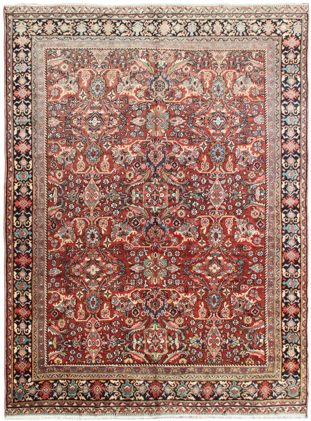 Large Persian Rug |Red and Navy Vintage Mahal Area Rug