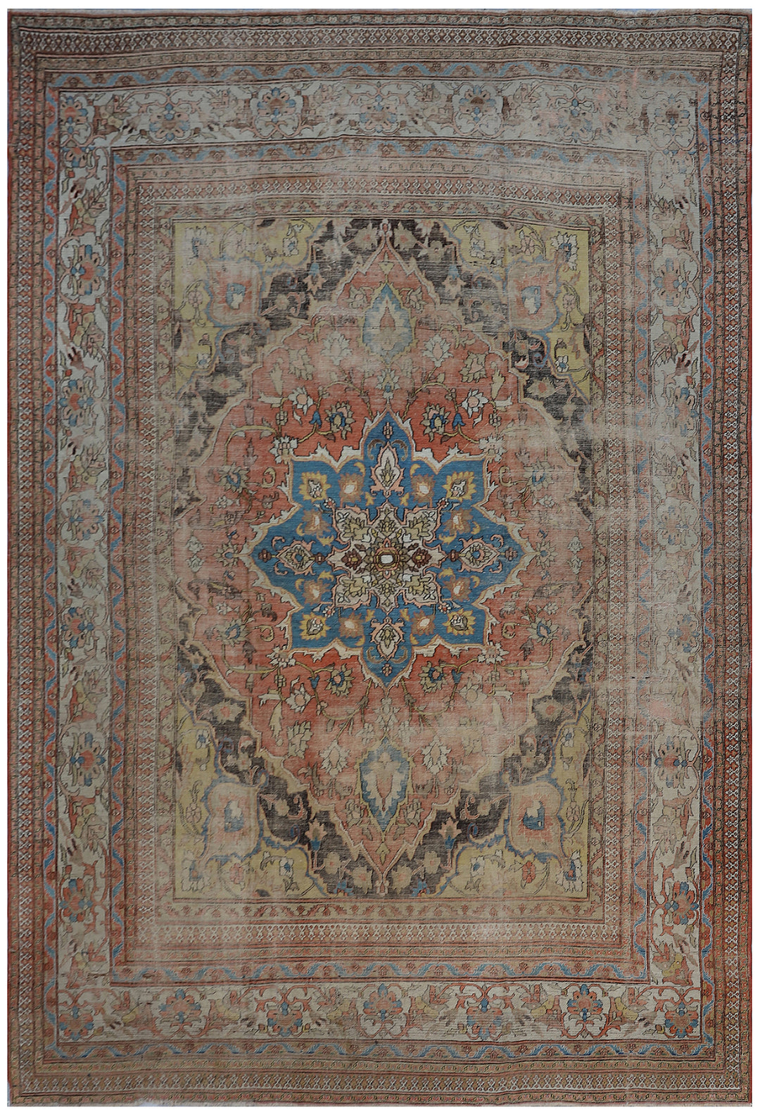 Antique Persian Mashhad Rug | Rust Vintage Area Rug