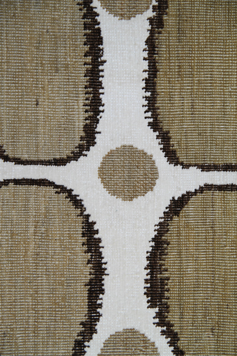 9.03 x  8.05 Ikat Design Cotton and Wool Pile Hand-Knotted Ariana Modern Area Rug