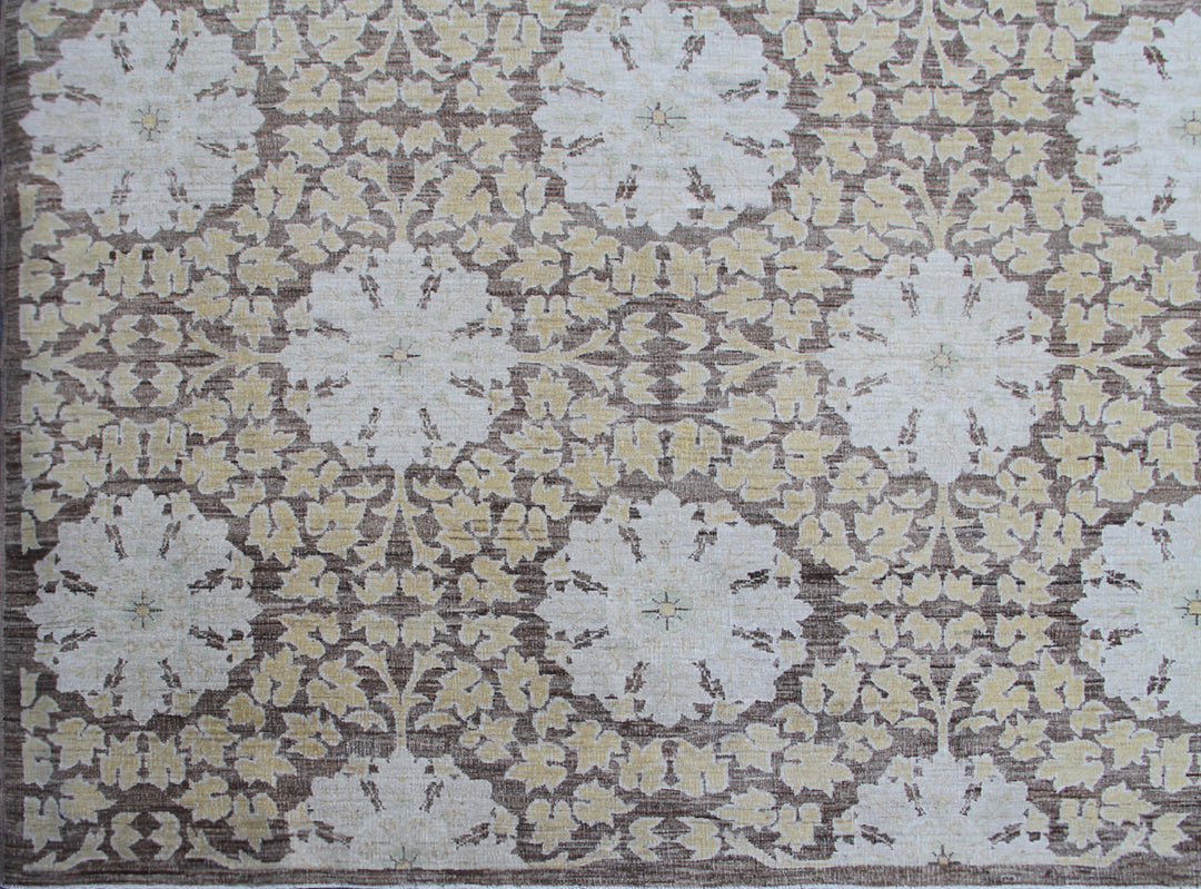 12'x17' Afghan Hand-Knotted Earth-Tone Wool Large Rug