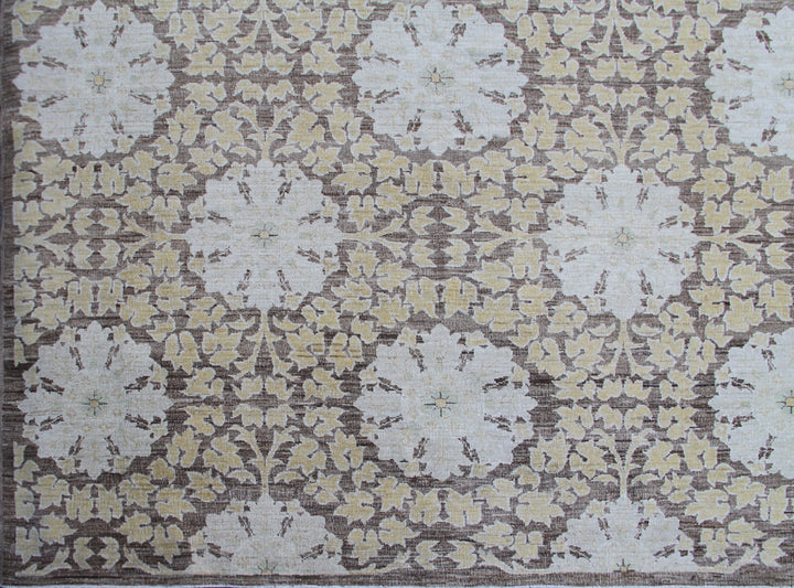 12'x17' Afghan Hand-Knotted Earth-Tone Wool Large Rug