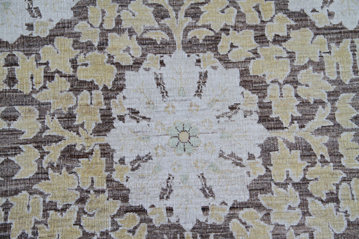 12'x17' Afghan Hand-Knotted Earth-Tone Wool Large Rug