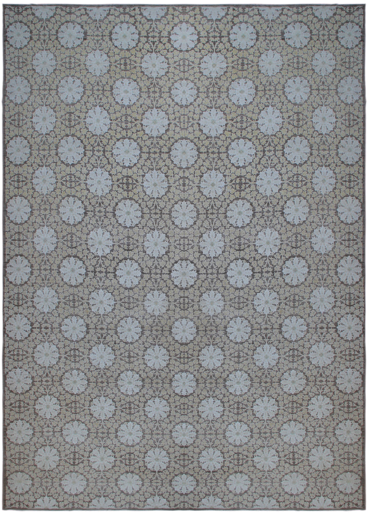 12'x17' Afghan Hand-Knotted Earth-Tone Wool Large Rug