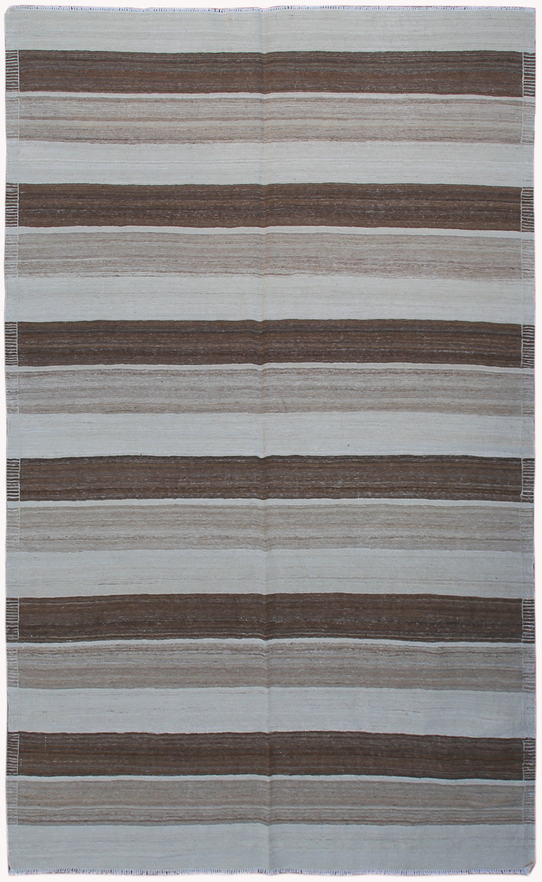 6'x10' Earth Tone Cream Brown Stripe Ariana Kilim