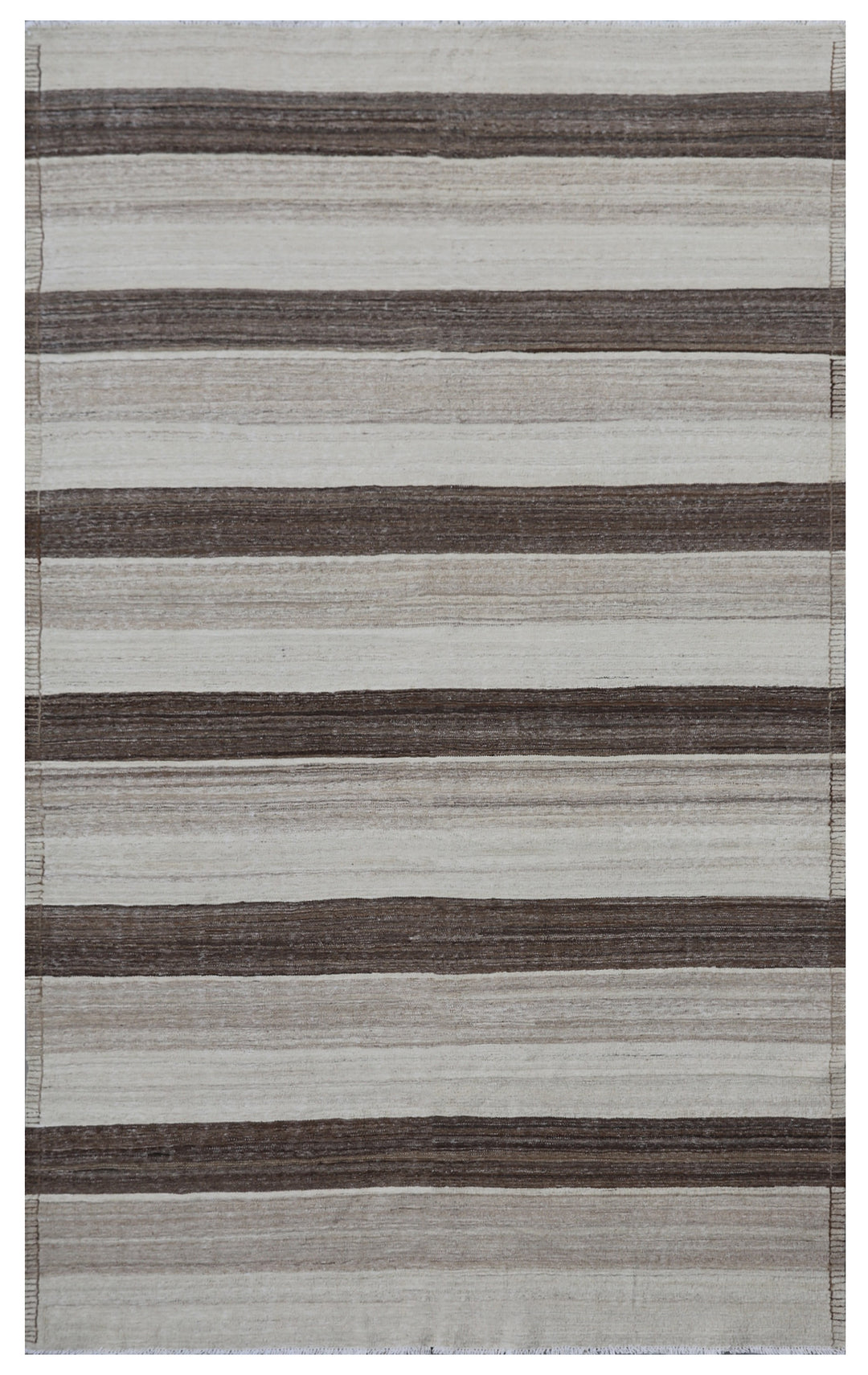 6'x9' Contemporary Striped Brown Beige Cream Ariana Kilim