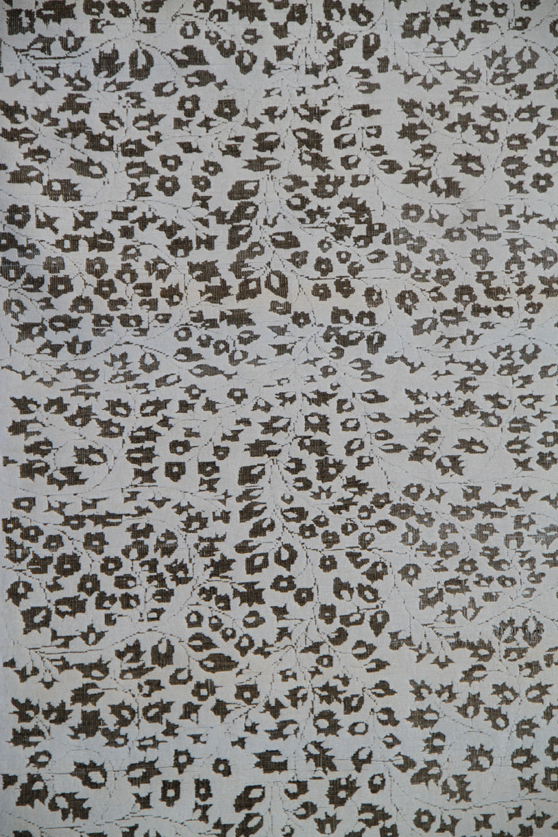 3x12 Stark White Cotton Background Brown Wool Highlights Floral Design Ariana Transitional Runner Rug